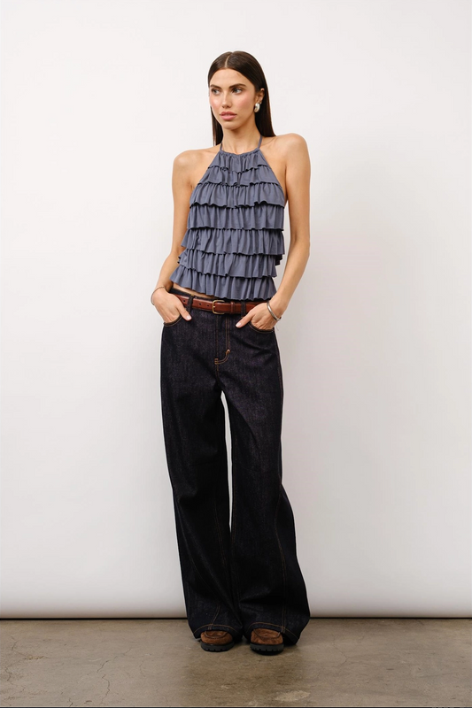 💫 Statement Simplicity: How to Wear the Luna Tiered Halter Top in Slate Jersey | Cielo Blog